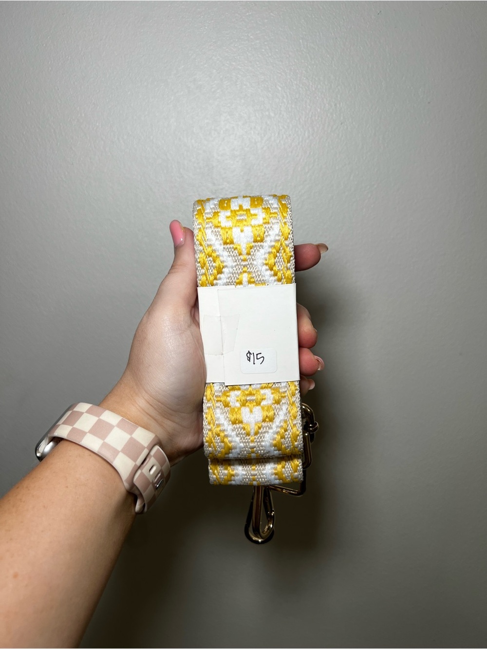 Yellow and White Woven Bag Strap - Picture 2 of 2